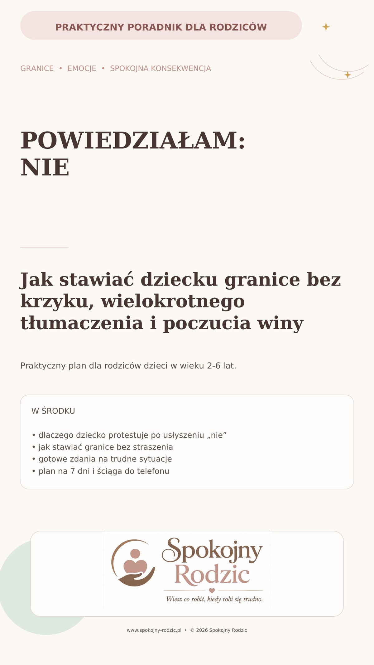 Okładka poradnika Powiedziałam: nie — jak stawiać dziecku granice bez krzyku
