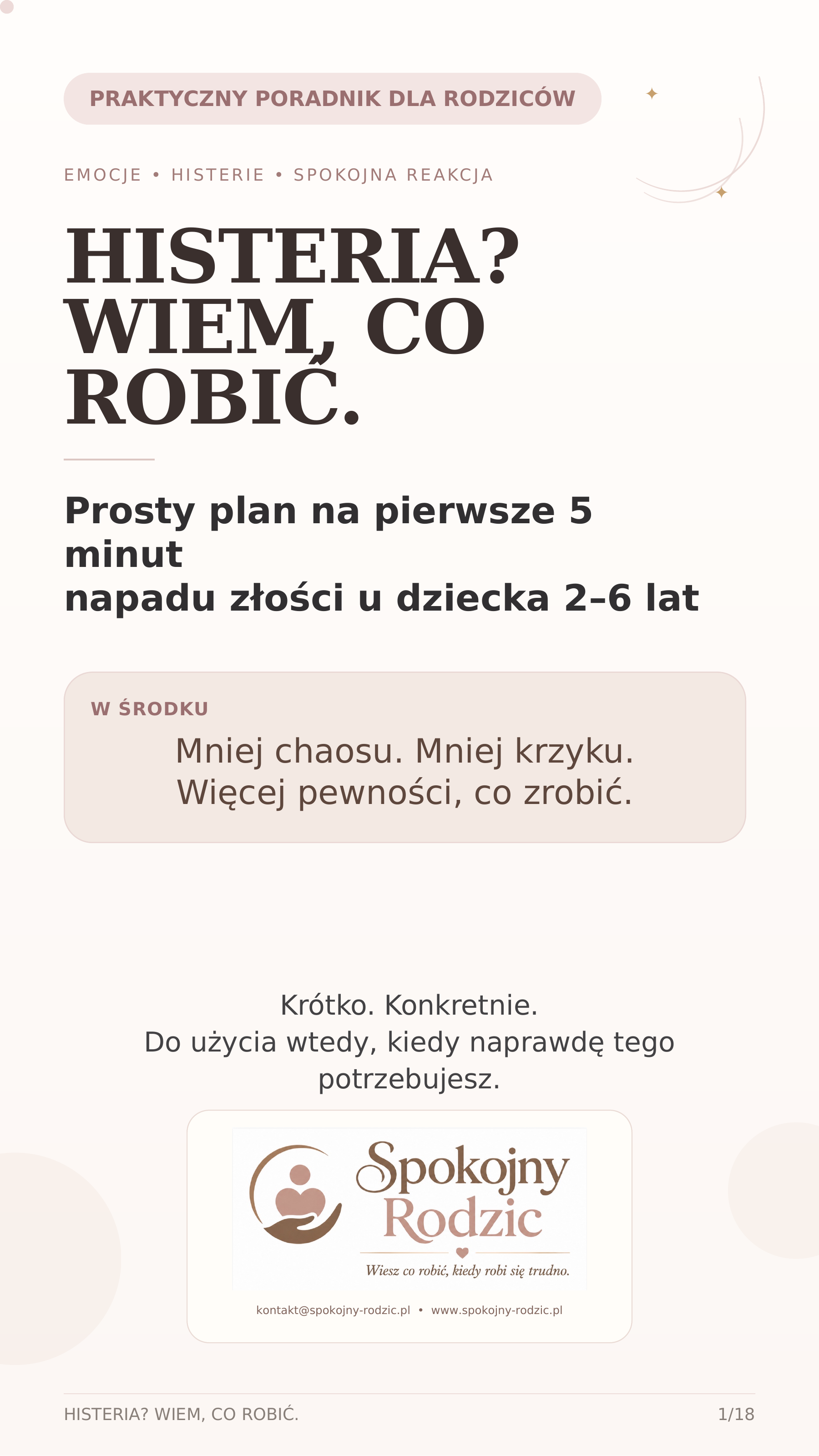 Finalna okładka poradnika Histeria? Wiem, co robić z logo Spokojny Rodzic