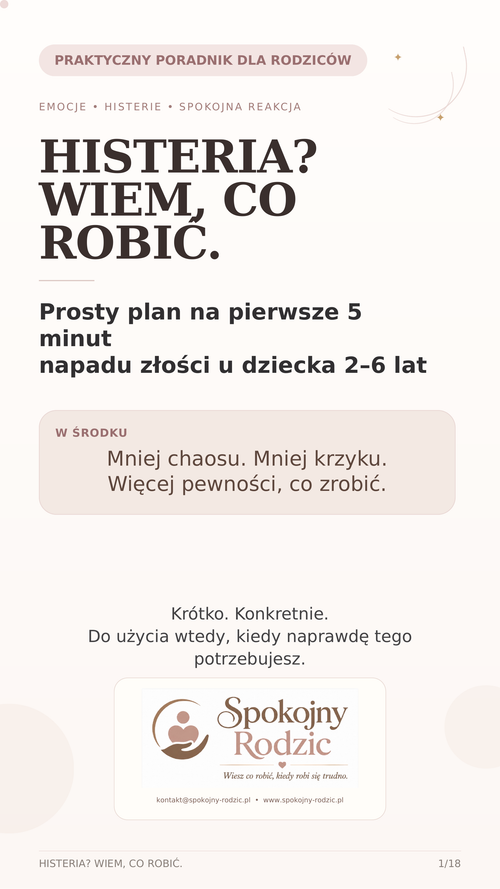 Finalna okładka poradnika Histeria? Wiem, co robić z logo Spokojny Rodzic