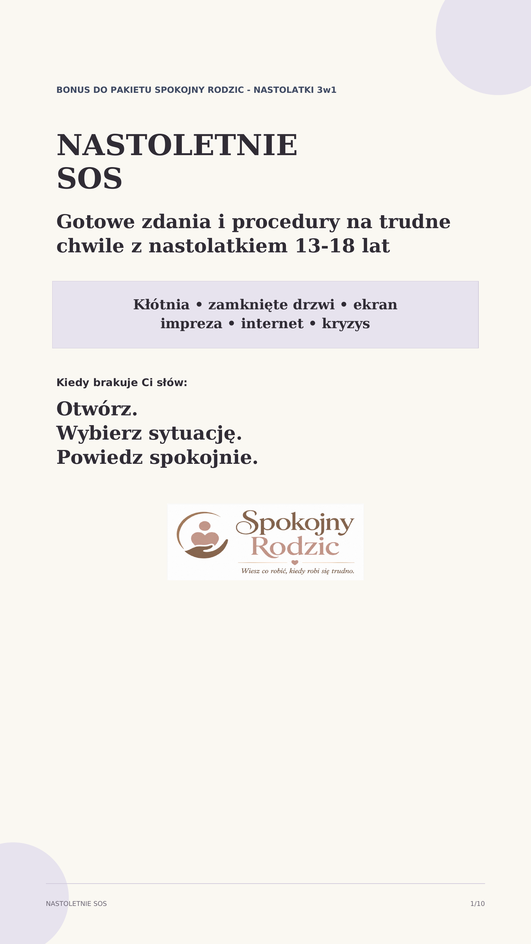 Nastoletnie SOS - gotowe zdania i procedury