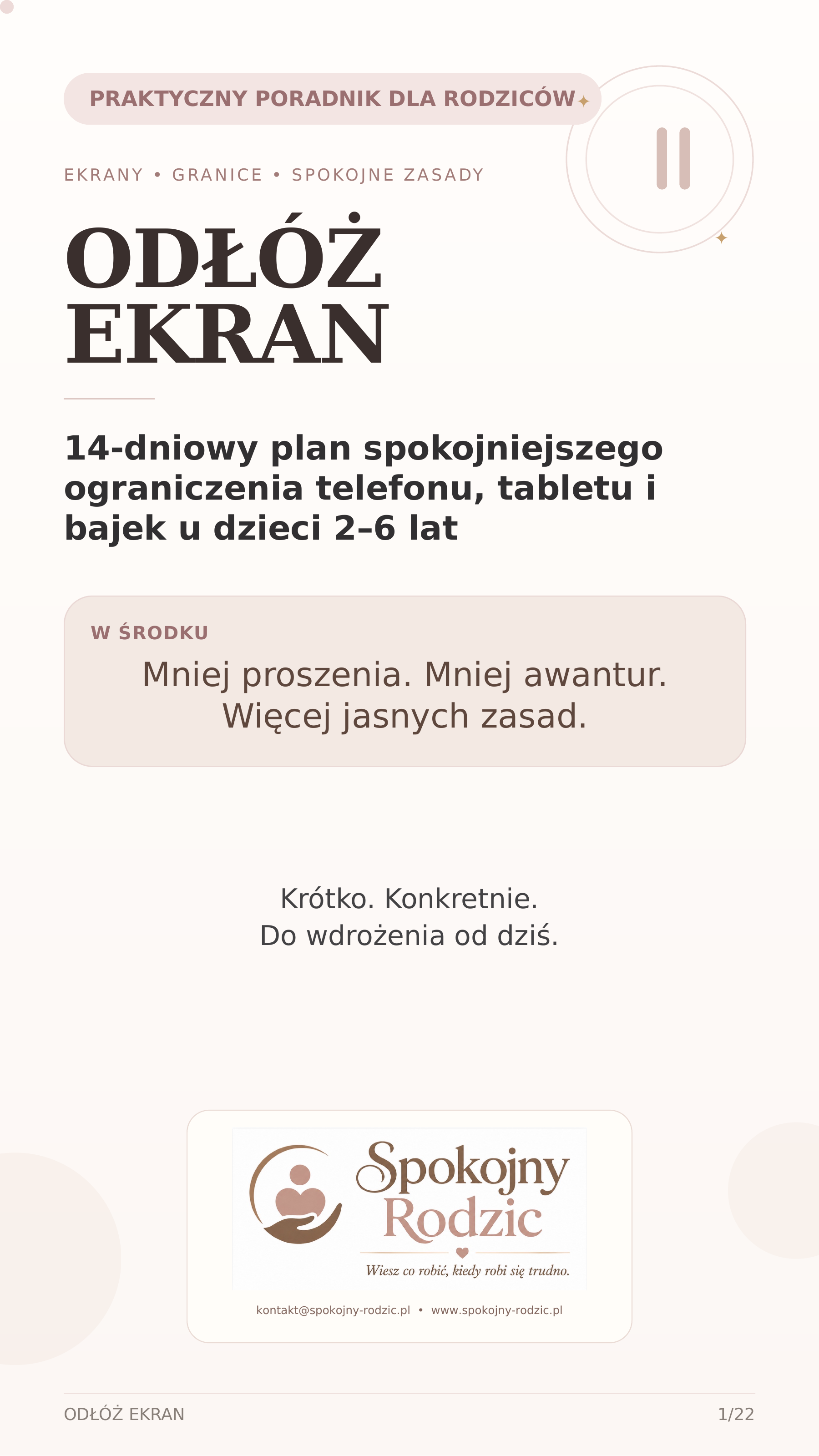 Finalna okładka poradnika Odłóż ekran z logo Spokojny Rodzic
