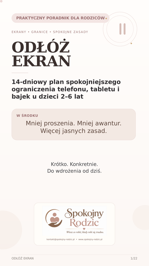 Finalna okładka poradnika Odłóż ekran z logo Spokojny Rodzic