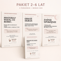 Pakiet Spokojny Rodzic 3 w 1 dla dzieci 2–6 lat z okładkami poradników Histeria? Wiem, co robić, Odłóż ekran, Zaśnij spokojnie i Rodzicielskie SOS