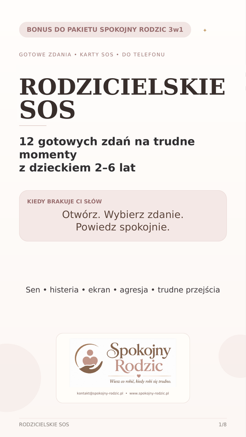 Finalna okładka bonusu Rodzicielskie SOS z logo Spokojny Rodzic